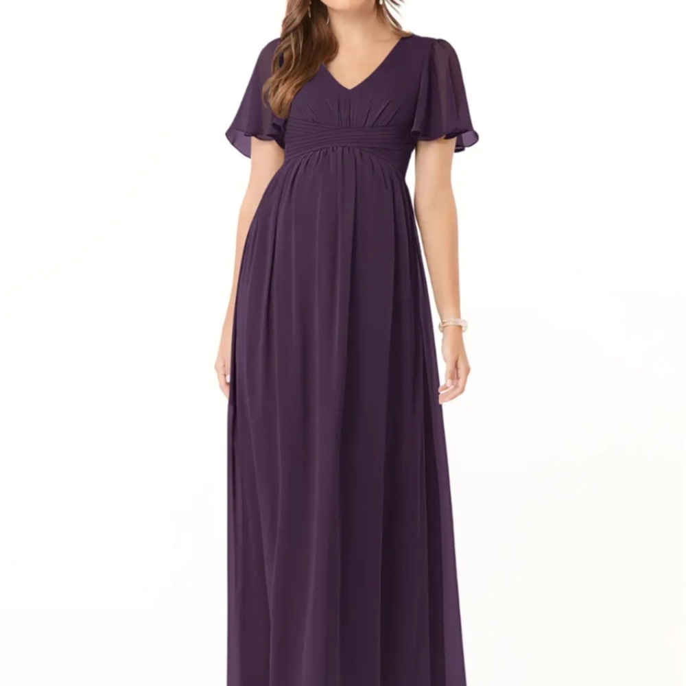 Azazie Maternity Plum Bridesmaid Maxi Dress